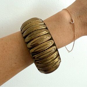 Large Vintage Textured Brass Bangle Bracelet